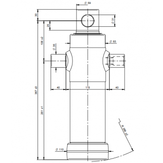 Teleskopski cilinder 2 stopnje 6 ton 495mm z luknjo 3021F